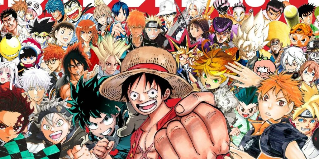 Shonen Jump group photo of all Shonen Jump characters posing together